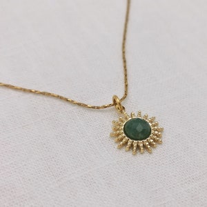 Chain with sun pendant made of jade| Lorelei jewelry