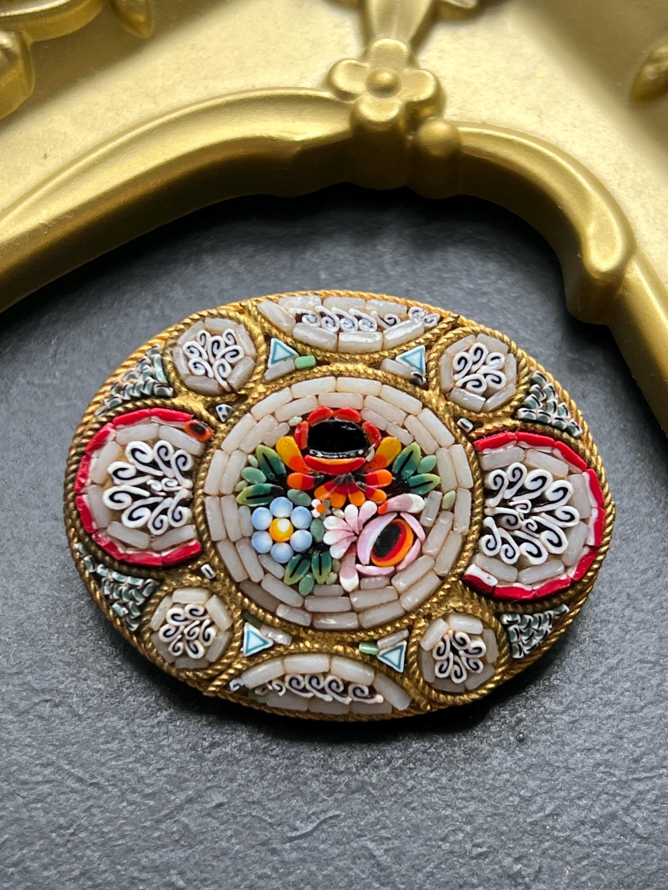 Vintage micro mosaic brooches - Etsy 日本