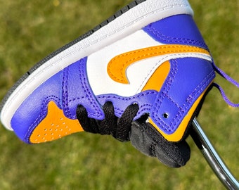 Jordan 1 Lakers Sneaker Putter Cover — Air Jordan One, Golf, 90s — shoe Sneakerheads Purple Yellow I LSU Vikings