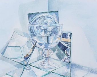 Fractured Glass - Watercolor Print