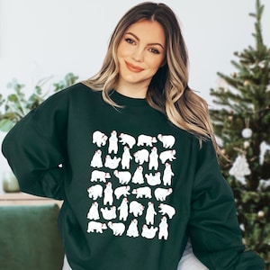 Felpa di Natale, Camicia di Natale Famiglia, Orsi Polari, Camicia di Natale Divertente, Camicia di Natale Orso Polare, Camicia Donna, Unisex, Cappello di Babbo Natale