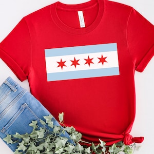 Chicago Flag Shirt, Windy City, Midwest Pride Shirt, Illinois Shirt, Chicago Pride Gift, Chicago 6 Point Stars, Women, Men, Unisex, Tshirt