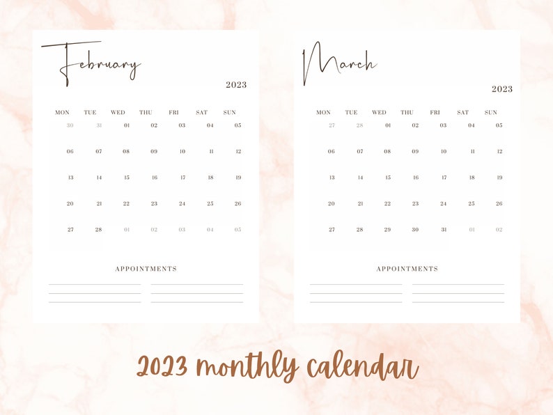 2023 Calendar Printable 2023 Monthly Planner Teacher Etsy Canada