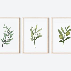 Leaves Wall Art, Set Of 3 Print, Watercolour Leaves Painting, Greenery Wall Print, Botanical Art, Watercolour Leaves Print, Unframed