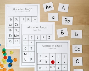 Alphabet Bingo Pack (60 Total) Uppercase, Lowercase, Combined, 25 and 10 Square Cards