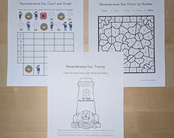 Remembrance Day Mini Activity Pack (21 Pages) Low Prep, Printer Ink Friendly