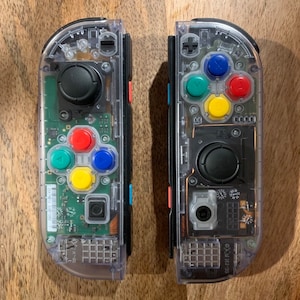Custom Nintendo Switch Joycons (Transparent Clear with SNES Colored Buttons)