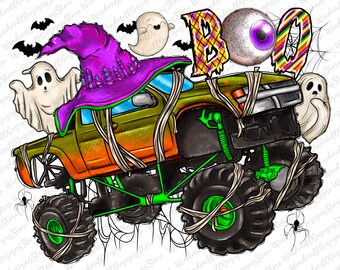 Spooky Crusher Monster Truck png sublimation design download, Ghost Monster truck, Ghost crusher, Boy Halloween, sublimate designs download
