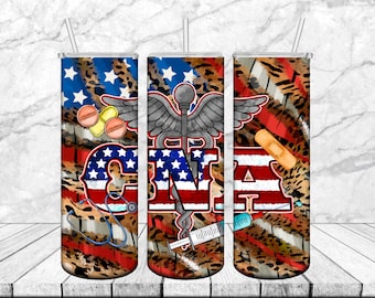 American CNA Tumbler Png Sublimation Design,20oz Skinny Tumbler,Certified Nurse Assistant Tumbler Png,Cowhide Nurse Tumbler Png Downloads
