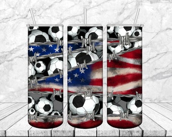 Soccer American Flag Tumbler Design,Soccer 20oz Tumbler,20 Oz. Skinny Tumbler Wrap Sublimation,Soccer Tumbler Sublimation,Soccer Png,Soccer