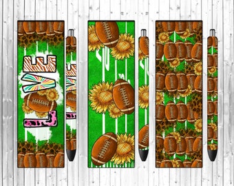American Football On Field Pen Wrap Png Sublimation Design, Western American Football Png, Western design, leopard, sunflower Football Pen