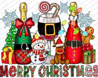 Merry Christmas Wine Png, Western Png, Christmas Tree Png, Wine Png, Wine Design, Merry Christmas Png, Digital Download, Sublimation Design
