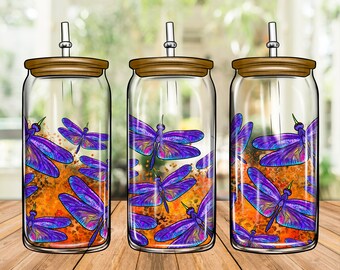 Dragonfly Libbey Cup Png Sublimation Design,16oz Libbey Cup Png,Dragonfly Glass Can Png, Digital Download,Dragonfly Png,Dragonfly Libbey Cup
