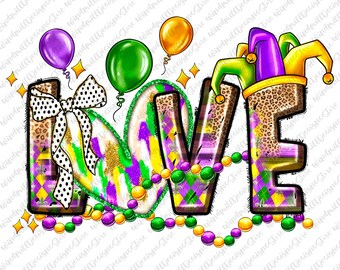 Love Mardi Gras Png, Mardi Gras Mask Png, Western ,Sublimation File Sublimation Designs Downloads,Digital Download, Mardi Gras Hat Png, Love