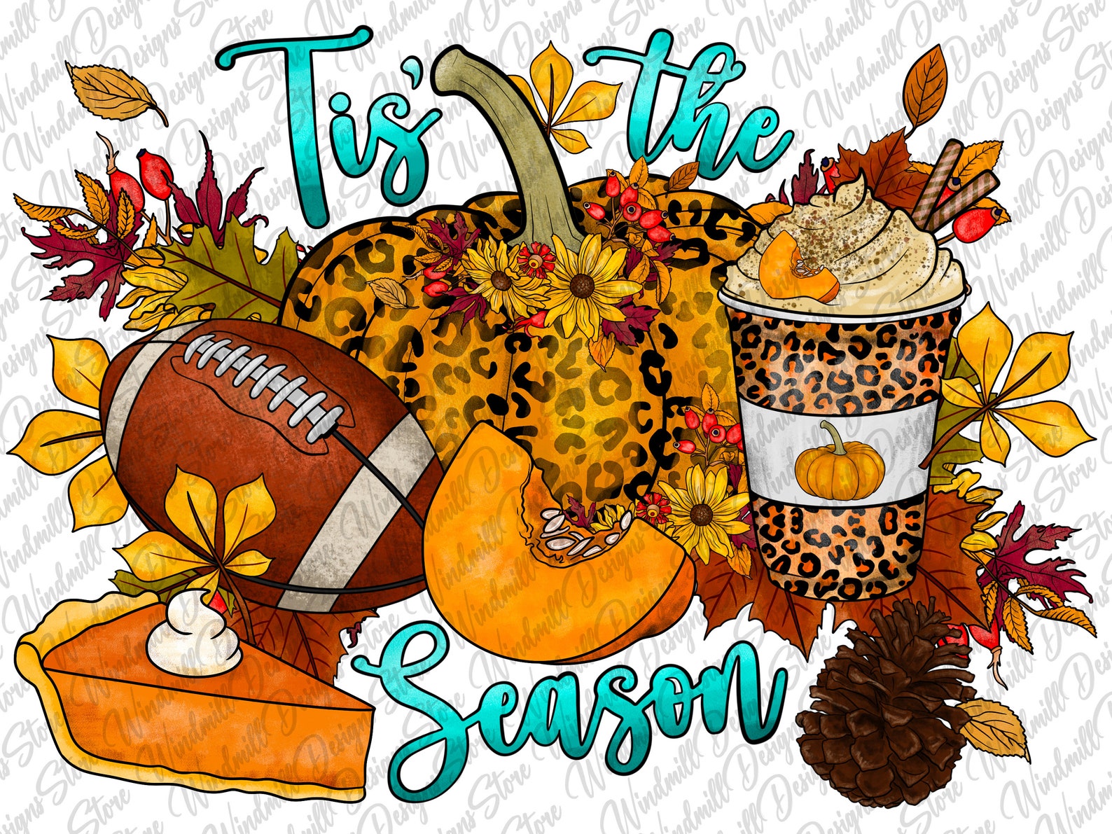 Tis the Season Png Football PNG Fall PNG Leopard Pumpkin Etsy