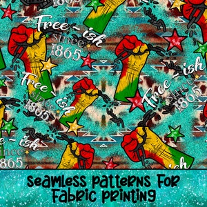 Juneteenth Seamless Pattern,Black History Seamless Digital Paper, African-American Seamless Pattern,Free-ish Pattern,Juneteenth PNG,Free-ish