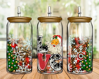 Love Santa Libbey Cup Png Sublimation ,Christmas 16oz Libbey Cup Png,Christmas Glass Can Png,Christmas Png,Christmas Santa Png,Christmas