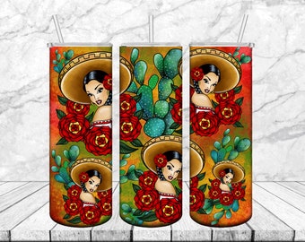 Mexican Tumbler Png,Cinco De Mayo Tumbler,Mexican Sublimation Design,20oz Skinny Tumbler Templates,Chingona Png,Chingona Tumbler