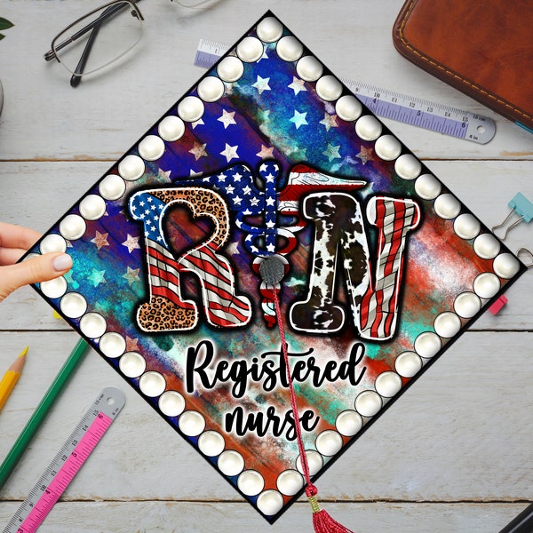 Registered Nurse Graduated Graduation Cap,Graduation Hat Png,Registered Nurse Graduated Png,Diy Vinyl Graduation Cap Png,RN Nurse Png