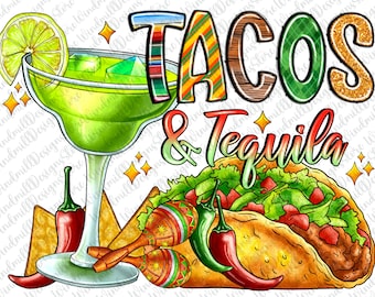 Tacos and tequila png sublimation design download, Mexican drink png, western tacos png, cinco de mayo png, sublimate designs download