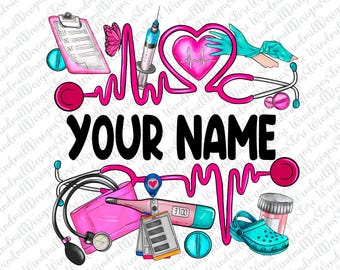 Descarga de diseño de sublimación de enfermera personalizada (PNG), enfermera (PNG), enfermería (PNG), nombre personalizado de enfermera (PNG), vida de enfermera (PNG), descarga de diseño de sublimación
