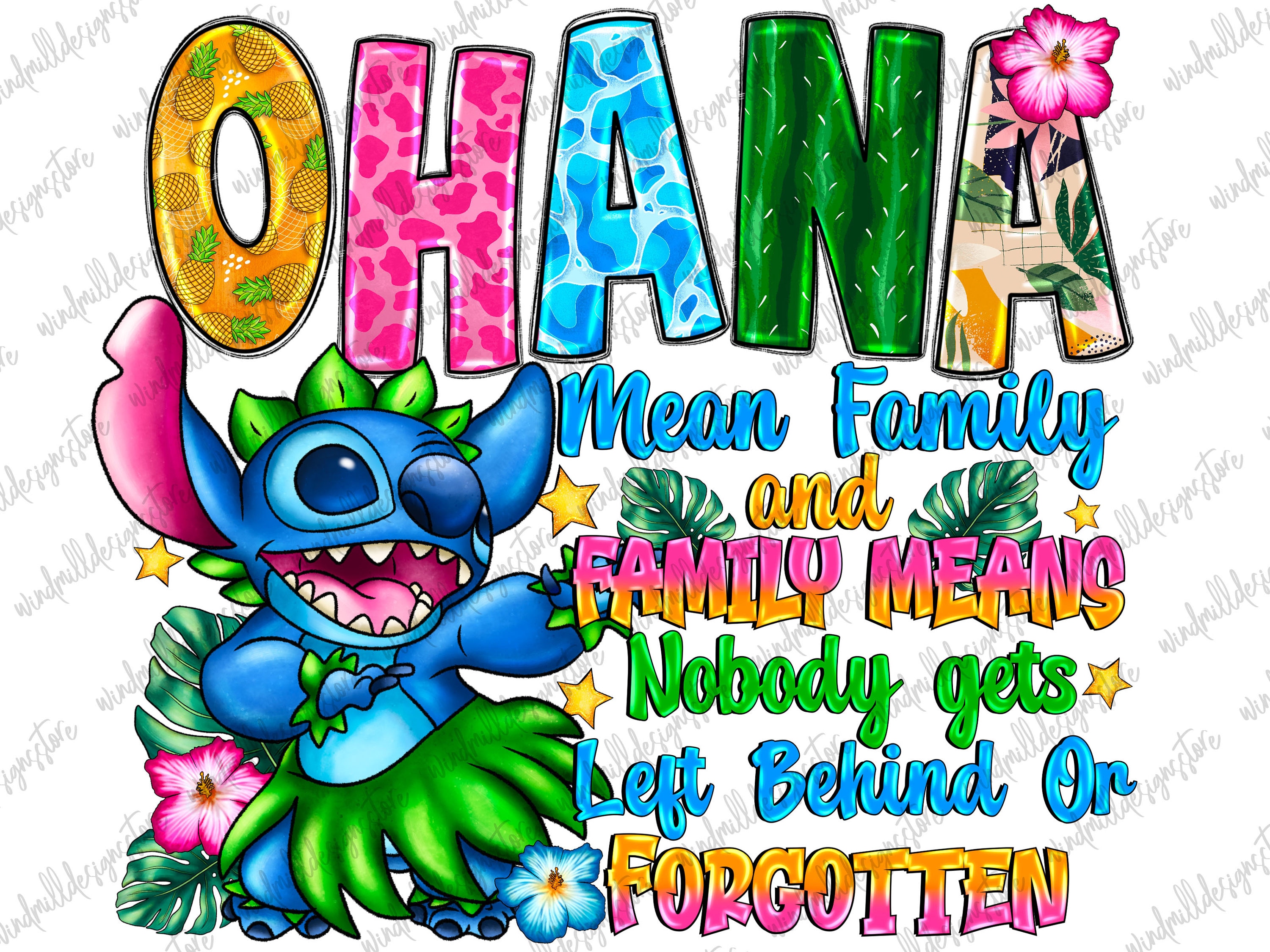 Ohana means family and family means nobody gets left behind png sublimation design download, Ohana png,Stitch png,sublimate designs download