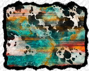 Western Cowhide Background Png Sublimation Design, Western Design Png, Turquoise Background Png, Tooled Leather Png, Wooden Png Downloads