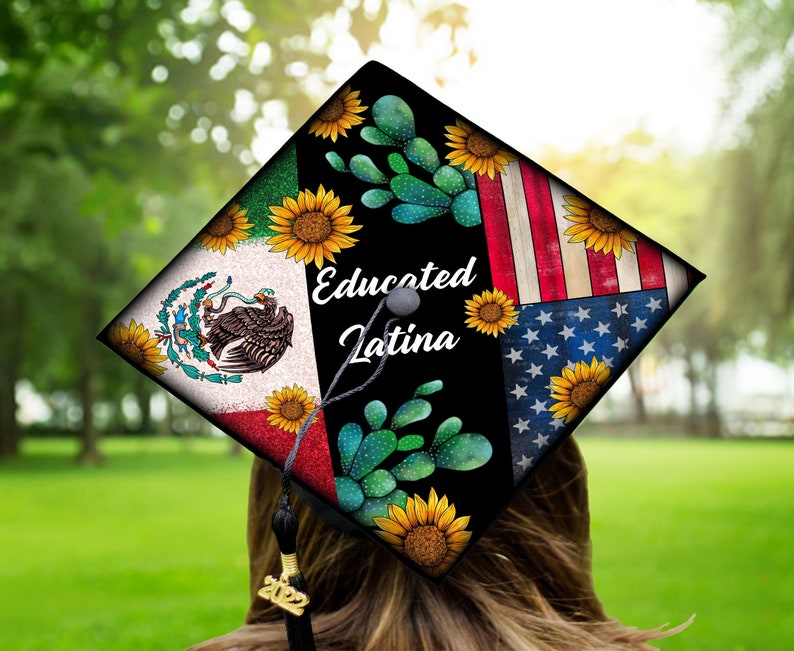 Educated Latina Graduation Cap Png,Graduation Hat Png,Mexico Flag Senior Png,Diy Vinyl Graduation Cap,Funny Graduation Cap,Latina Senior Png image 1