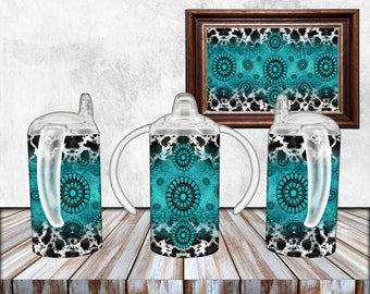 Turquoise Sippy Cup Sublimation Design,Turquoise 12oz sublimation,12 oz. Straight Sippy Cup,Western 12oz Skinny Kids Sippy Cup,Turquoise Png