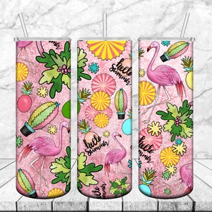 Flamingos 20 Unze Skinny Tumbler Sublimation Pastell Flamingo und Leopard Print Tumbler Wrap Design für geraden Becher, PNG Datei, Digital