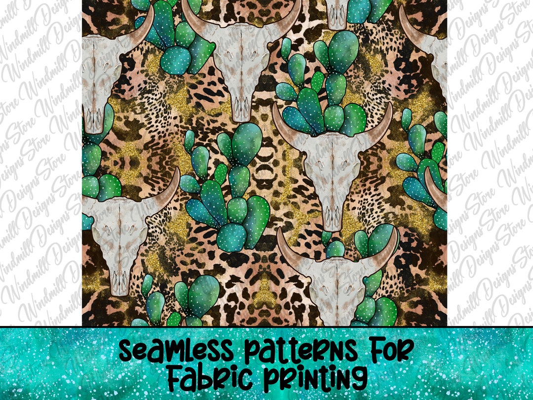 Bull Skull Seamless Pattern,bull Skull Sublimation Design Png,western ...