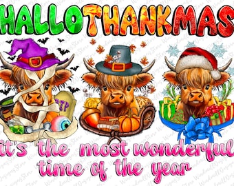 Happy Hallothanksmas Cow PNG, Cow Clipart, Fall PNG, Heifer, Halloween png, Christmas PNG, Western Png, Instant Download, Sublimation Design