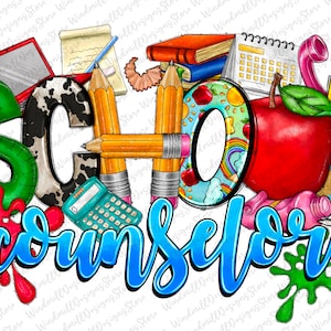 School Counselor Png, Western PNG, School Png, Teacher png, Pencil png, Sublimation Design, Digital Download, Western, Counselor Png