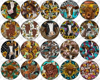 Cow Car Coaster Bundle Templates Design Bundle Cow PNG, Clip Art Design, Instant Digital Download, Western Sublimation Design, Western Png