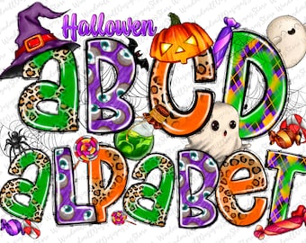 Halloween Alphabet Bundle Png, Halloween Png, Halloween Doodle Letters Png, Halloween letters png, Clip Art Letters Png, sublimate download