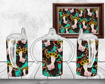 Holy Cow I'm Cute Sippy Cup Sublimation Design, 12oz sublimation, 12oz sippy cup, Cow Sippy Cup Design - PNG Digital Download, Cow Kids Cup