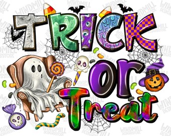 Trick or Treat Png, Halloween PNG Design, Halloween Design, Pumpkin Png, Brushstrokes Png, Sublimation Designs Downloads, Halloween Png