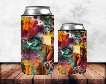 Horse Can Cooler PNG Sublimation Design,Horse Western Can Holder, 12 oz. Can Cooler Template, Can Cooler PNG Downloads,Horse 15oz Can Cooler