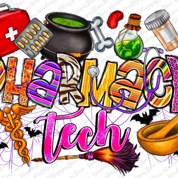 Halloween Pharmacy Tech png sublimation design download, Pharmacy Technician png, Pharmacy tech png, Nursing png, sublimate download