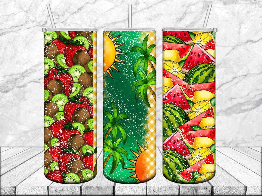 Fruit Tumbler Png Design, Summer Fruits Tumbler Png, 20oz Skinny