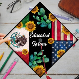 Educated Latina Graduation Cap Png,Graduation Hat Png,Mexico Flag Senior Png,Diy Vinyl Graduation Cap,Funny Graduation Cap,Latina Senior Png image 2