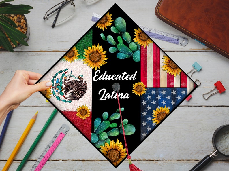 Educated Latina Graduation Cap Png,Graduation Hat Png,Mexico Flag Senior Png,Diy Vinyl Graduation Cap,Funny Graduation Cap,Latina Senior Png image 2