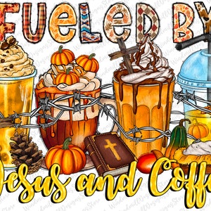Zucca speziata e caffè di Gesù Cristo Png, Download di disegni di sublimazione, Digitale, autunno latte Ringraziamento png, png religioso cristiano, Autunno