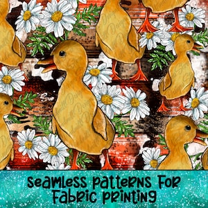 Duck Seamless Pattern,Duck Sublimation Design Png,Duck Pattern,Farm Duck Pattern Png,Daisy Png,Duck Seamless Fabric,Duck Fabric