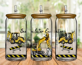 See You Later Excavator Libbey Glass Png ,16oz Libbey Glass Png,See You Later Excavator Png,See You Later Excavator 16oz Libbey Glass Can