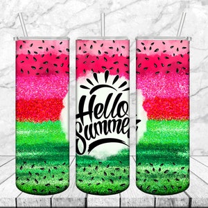 Watermelon Summer 20oz Tumbler Png,20oz Skinny Tumbler Sublimation Designs PNG,Summer Tumbler Png,Hello Summer Png,Watermelon Tumbler Design
