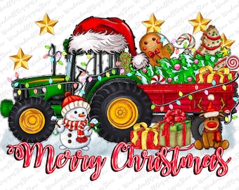 Christmas Tractor With Santa And Snowman Png Sublimation Design, Merry Christmas Clipart, Happy Holiday Png, Christmas Png, Digital Download