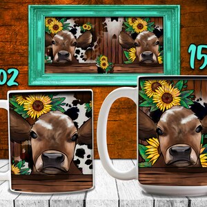 Cow 11 and 15 Oz Mug Png,Cow Cup,Cow Mug Design,Cow Png,Cow Mug,Cow Sublimation Design Download,Cow 15oz Png,Cow 11oz Mug, Cow Sunflower Png