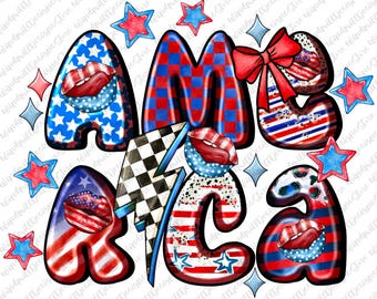 Retro America Coquette Png, 4th of July Png, America Checkered Png, Memorial Day PNG, Girly USA Png, Independence Day png, Patriotic png