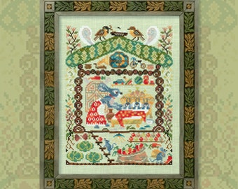 Digital Cross Stitch Pattern “Forest Houses. The Hare Family” OwlForest